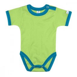 Kynga kivizöld-azúrkék rövid ujjú koraszülött baba body 56