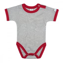 Kynga melírszürke-piros rövid ujjú baba body 92
