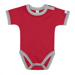 Kynga piros-melírszürke rövid ujjú baba body 74