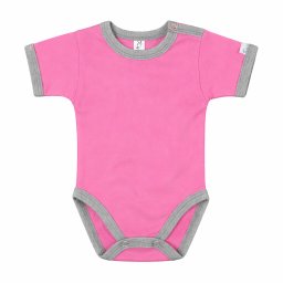 Kynga sötét rózsaszín-melírszürke rövid ujjú baba body 86