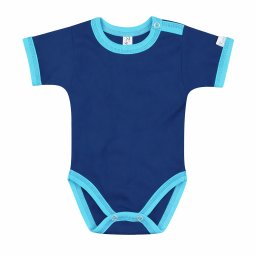 Kynga sötétkék-ciánkék rövid ujjú baba body 92