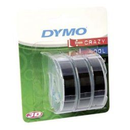 Dymo eredeti címkenyomtató szalag, Dymo, S0847730, fekete hátlap, 3m, 9mm, 3D, 1 buborékcsomagolás/3 db