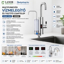 Multifunkciós vízmelegítő és tisztító csaptelep 3300W digitális kijelzővel - ezüst (ZSWK-D02)