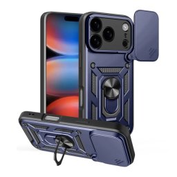 Defender szilikon telefonvédő (ütésállóság, tartógyűrű, kameravédő) SÖTÉTKÉK Apple iPhone 17 Pro