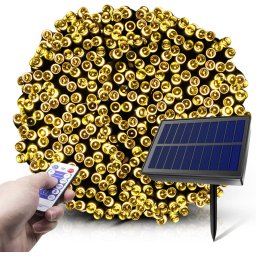 21 m-es 480 LED-es fényfüzér, hybrid tölthető-napelemes, meleg fehér, 8 világítási mód, időzíthető, távvezérlős