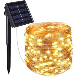 100 micro LED-es napelemes dekor fényfüzér, meleg fehér, 7m