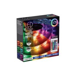 3 m-es 90 RGB LED-es SMD5050 szalag, hálózati adapterrel, távirányítóval, színes, IP44