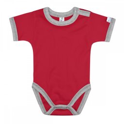 Kynga piros-melírszürke rövid ujjú gyerek body 104-152