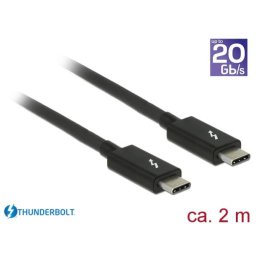 Delock Thunderbolt 3 (20 Gb/s) USB-C kábel, hím–hím, passzív, 2,0 m, 3 A, fekete