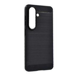 Szilikon telefonvédő (ütésállóság, légpárnás sarok, szálcsiszolt, karbon minta) FEKETE Samsung Galaxy S26 (SM-S942)