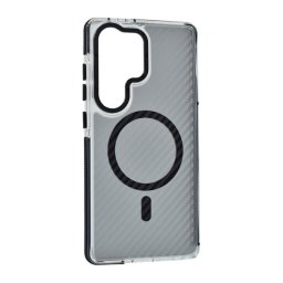 Szilikon telefonvédő (ütésállóság, légpárnás sarok, karbon minta, wireless, MagSafe) FEKETE Samsung Galaxy S26 Ultra (SM-S948)