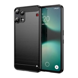 Szilikon telefonvédő (ütésállóság, légpárnás sarok, szálcsiszolt, karbon minta) FEKETE Nothing Phone (3a) Lite