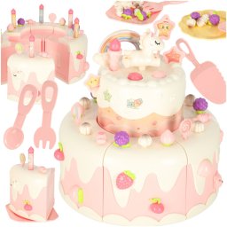Születésnapi torta felhalmozott vágás tépőzár zene könnyű konyha 16 darab rózsaszínű