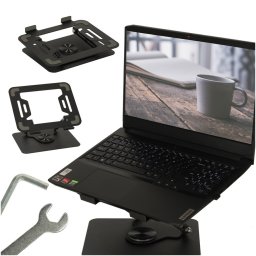 Állítható laptop tartó 360°-ban forgatható ergonomikus fém állvány, fekete