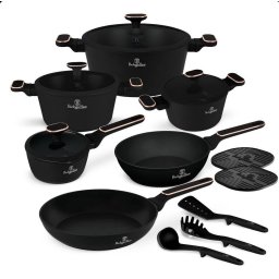 Berlinger Haus Edénykészlet 15 részes titánpro bevonattal matt Black Rose Collection BH/8363