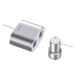 BASEUS bluetooth FM transmitter autós töltő 2 szivargyújtó+2 USB aljzat (80W, 60cm) EZÜST