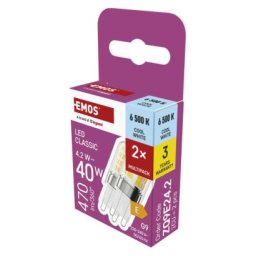 LED izzó Classic JC / G9 / 4,2 W (40 W) / 470 lm / Hideg fehér / 2 pcs