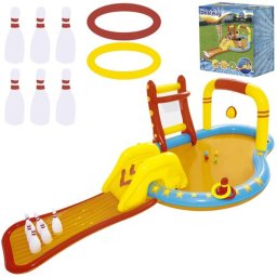 Bestway vízi játszótér csúszdával és bowlinggal, 435x213x117 cm, 314 liter