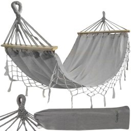 Kétszemélyes XXL Kerti Függőágy Fa Tartórúddal, 200x150cm, 250 kg Teherbírású - Gardlov
