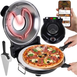 RUHHY Elektromos Pizza Sütő - 450°C, Kerámia Kő, 1200W, Kompakt és Stílusos