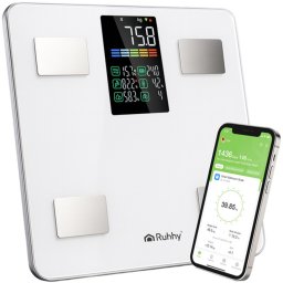 RUHHY 226kg Analitikus LCD Fürdőszobai Mérleg BIA Technológiával, Fehér