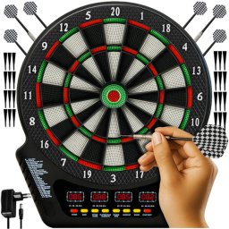 Trizand 26307 Elektronikus Dart Tábla - 1-16 Játékos, 4 LCD Kijelző, 6 Alumínium Nyíl, 24 Pótvég