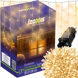 Izoxis 500 LED Kültéri-Beltéri Karácsonyi Fényfüzér, Meleg Fehér 22,5m, 8 Programmal, IP44 Védelemmel, 2300-2500K