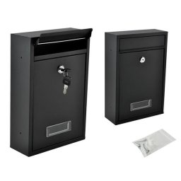 Fém postaláda zárható 2 db kuccsal, fekete