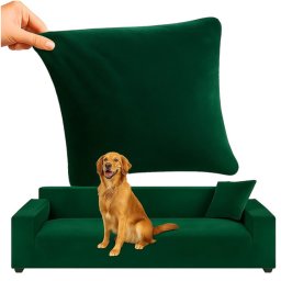 Ruhhy Zöld Mintás Rugalmas Bársony Kanapé Huzat 190-230 cm