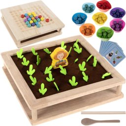 Kruzzel farm 2 az 1-ben fa puzzle: memória és golyós játék, 25x25 cm-es