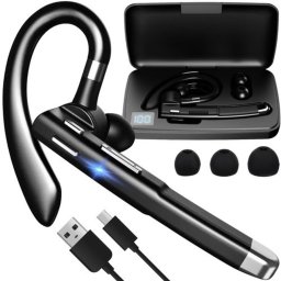 Bluetooth 5.1 Fejhallgató Powerbank Tokkal, 8-10 Óra, USB-C, Fekete
