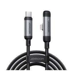JOYROOM S-A56 ENJOYX SERIES adatkábel (Type-C - lightning, 30W, gyorstöltő, 120cm, 90 fokos, cipőfűző) FEKETE