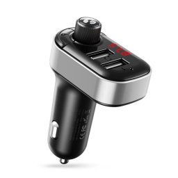 XO BCC10 bluetooth FM transmitter autós töltő 2 USB aljzat (v5.0, 15W, gyorstöltő, LED kijelző) FEKETE