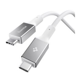 SPIGEN ESSENTIAL EB10015CC adatkábel (Type-C - Type-C, 100W, PD gyorstöltő, cipőfűző, 150cm) FEHÉR