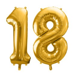 18-as arany szám fólia lufi