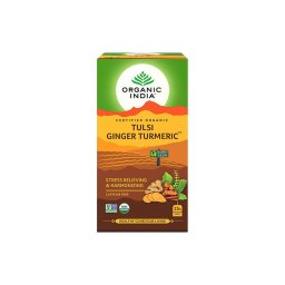 Tulsi TURMERIC GINGER Kurkuma Gyömbér, filteres bio tea, 25 filter - Organic India