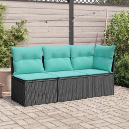 vidaXL | Kerti kanapé | párnával Fekete 172 x 62 x 69 cm Poli rattan