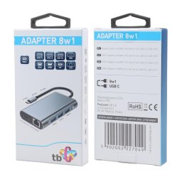 TB Touch USB C 8v1 - HDMI 2x, USB, VGA, RJ45, PD, RJ45, PD