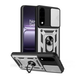 Defender szilikon telefonvédő (ütésállóság, tartógyűrű, kameravédő) EZÜST OnePlus Nord 5