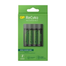 GP RECYKO akkutöltő (LED jelzés, időzítő, 4xAA/AAA elem kompatibilis + 4db 2700mAh AAA elem) FEKETE