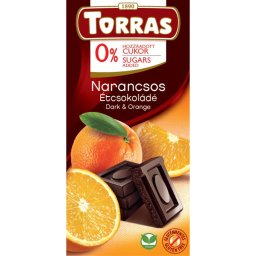 Torras Narancsos vegán étcsokoládé hozzáadott cukor nélkül (gluténmentes) 75 g