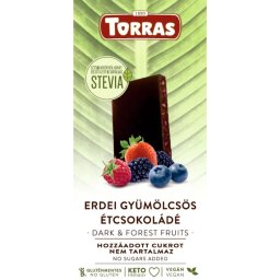 Torras Stevia Vegán erdei gyümölcsös étcsokoládé (gluténmentes) 125 g