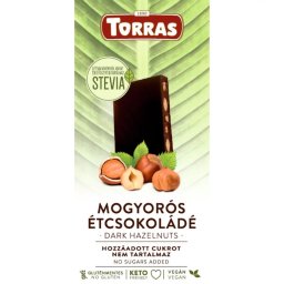 Torras Stevia Vegán mogyorós étcsokoládé (gluténmentes) 125 g