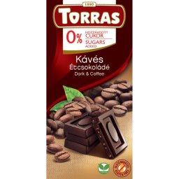 Torras Kávés vegán étcsokoládé hozzáadott cukor nélkül (gluténmentes) 75 g