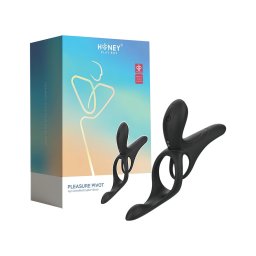 Honey Play Box Pleasure Pivot – App-vezérelt vibrációs pénisz- és heregyűrű, férfiaknak (fekete)