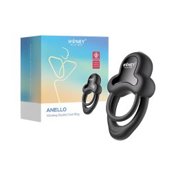 Honey Play Box Anello – App-vezérelt vibrációs pénisz- és heregyűrű, férfiaknak (fekete)