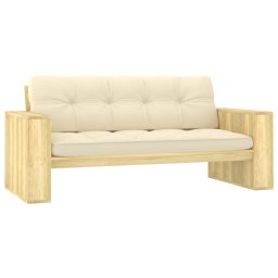 vidaXL impregnált fenyőfa kerti pad krémstínű párnákkal 179 cm