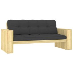 vidaXL impregnált fenyőfa kerti pad antracitszürke párnákkal 179 cm