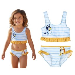 Bluey Bikini csíkos sárga kék fodros