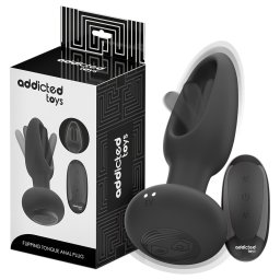 Addicted Toys - mozgó nyelves anál vibrátor férfiaknak (fekete)